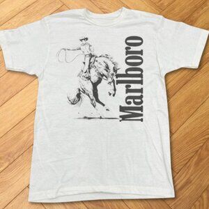 Marlboro Rodeo Cowboy Horse Graphic Tee White Western Rodeo Style